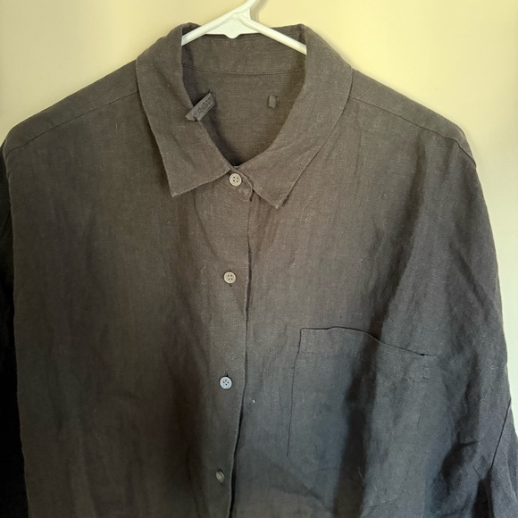 jenni kayne Black Linen Front Pocket Boxy Relaxed Fit Logan Blouse Size Large - Picture 4 of 13